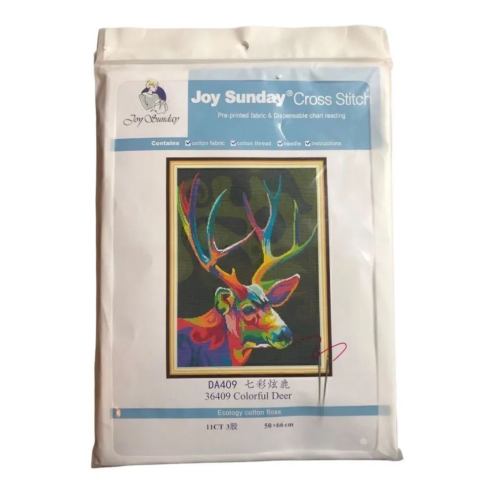 Joy Sunday cross stitch kit Colorful Deer da409 36409 50x66cm -new
